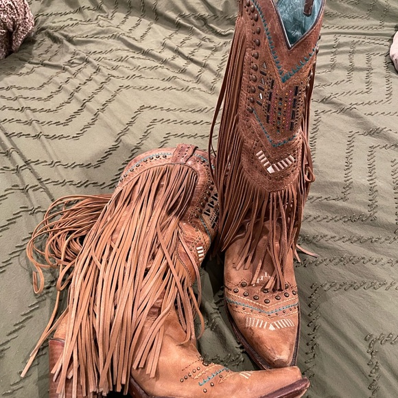 Brown Fringe Western Boots - Picture 1 of 3